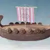 Viking Ship Urn with Brown Shields Viking funeral boat urn